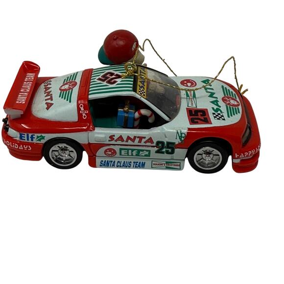1995 Enesco Santa’s Speedway Ornament Santa Racing Car NASCAR Christmas - Picture 3 of 8